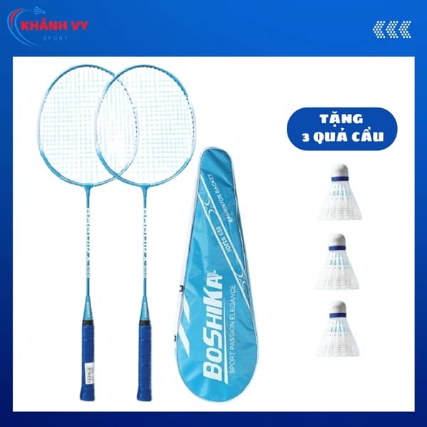 Bộ Vợt Cầu Lông BoShiKa 658 Đan Sẵn Max 7,5 Kg (Tặng 3 cầu)